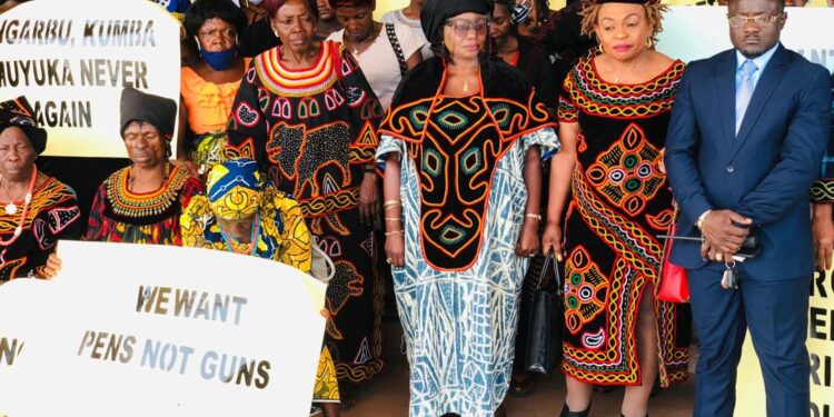 Mafor Judith Yah Sunday Epse Achidi and entourage at Bamenda main Grand stand during the event