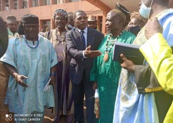 MinAT boss, Paul Atanga Nji, with some traditional rulers of the West region.