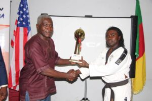Handing over of trophy to the best Taekwondo club in Cameroon, 2020