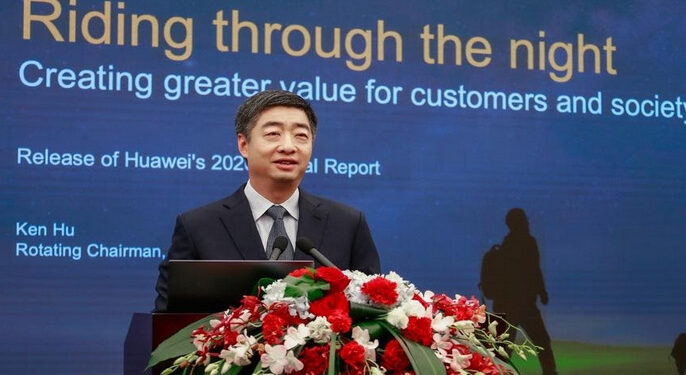The President of Huawei, Mr Ken Hu, at the Press Conference