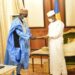 Minister Alamine Ousmane Mey (L), handing over the sealed message from President Paul Biya to his Chadian counterpart, Mahamat Idriss Deby Itno