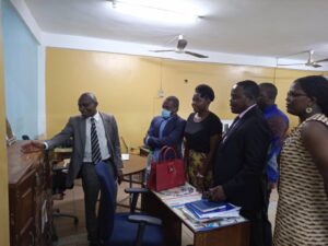 Station Manager of Radio Tiemeni Siantou showing CAMASEJ delegation around the newsroom