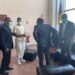 CAF delegation accompanied by FECAFOOT president received by an inspector general of service at the ministry of sports and physical education