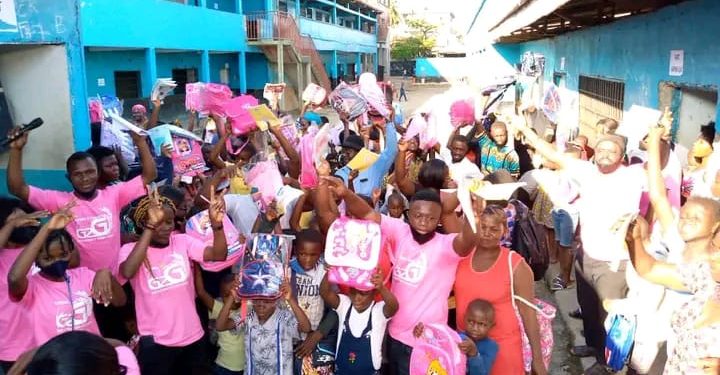 Happy vulnerable and IDP children celebrating with gifts from the Grass 2 Grace Humanitarian Foundation