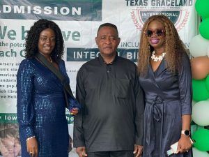  Representative of the Mayor of Yaounde IV (middle) with the Co founders of Texas Graceland International Academy 