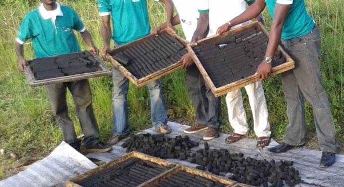Eco-friendly charcoal produced from waste material and used to dry fish in Limbe and Douala