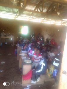 Pupils in the dilapidated classrooms