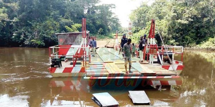 The ferry boat over river Boumba in the Boumba and Ngoko Division of the East region of Cameroon