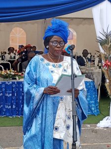 Madam Fadimatou Aboubakar presenting her speech on the occasion of Camtel's 2022 Christmas tree ceremony