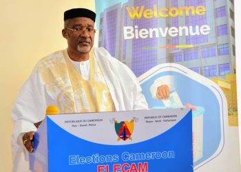 Board chair of Elecam, Enow Abrams Egbe at the opening of the fourth session as of right