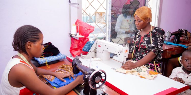 Multifunctional centre in Buea where IDP women learn a trade like sewing