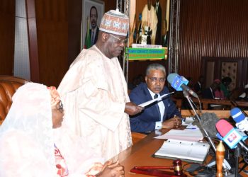 The new president of the national assembly, Hon. Cavaye Yeguie Djibril presenting his thanksgiving speech shortly after reelection