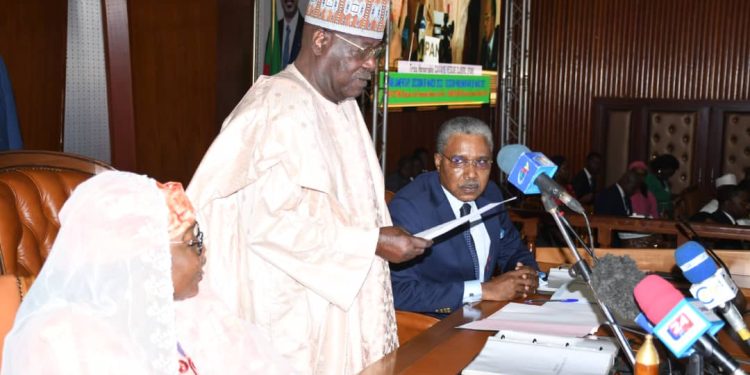 The new president of the national assembly, Hon. Cavaye Yeguie Djibril presenting his thanksgiving speech shortly after reelection