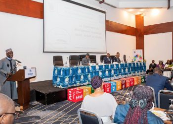 Minister Alamine Ousmane Mey delivering his speech at the opening ceremony of the forum