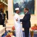 Chadian Head of State, Mahamat Idriss Deby (L), and President Paul Biya of Cameroon (R)