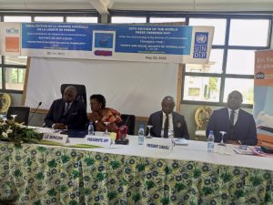 Minister Rene Emmanuel Sadi and officials of the journalist associations