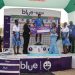 Camtel handing over the prize of best Cameroonian cyclist, winner of the Blue jersey