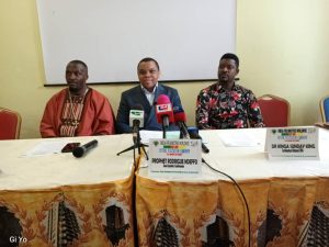 Dr. Kinga Sunday K (extreme right), national coordinator Cameroon of Omega Fire Ministries Worldwide and co. at the presser in Yaounde 
