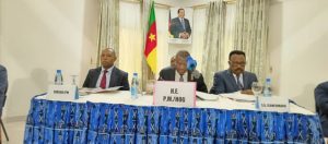Prime Minister (center) and other committee members at the session in Buea
