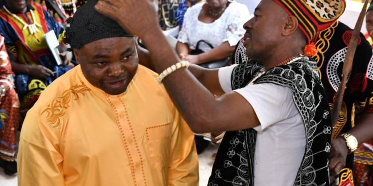 Hon. Agho Oliver being decorated as Ntum-for of the Fon of Bambui