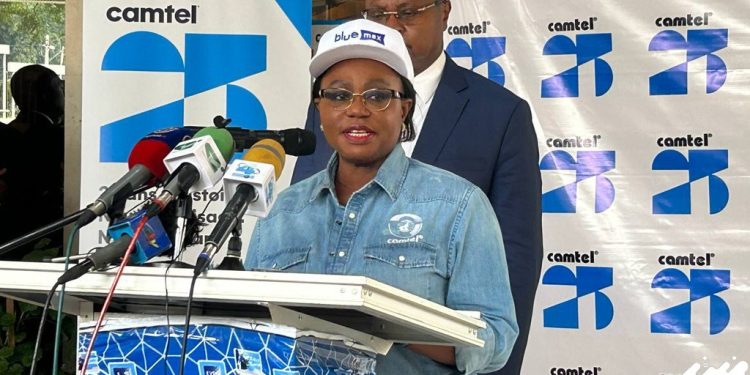 Judith Yah Sunday Epse Achidi, General Manager of Camtel at the press briefing in Yaounde
