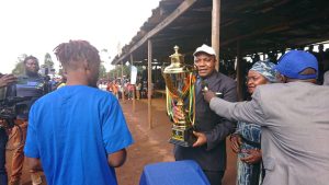 Handing over of the trophy to the winning team, by the SDO of Donga Mantung 