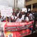 Participants at the sports walk in Yaounde