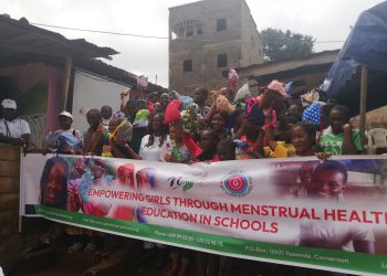 Group picture with officials of the NGO, Yde II Council and the young girls from Cite Verte