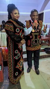 Delly Singah with Enimbah Timothy at the decoration ceremony in Yaounde 