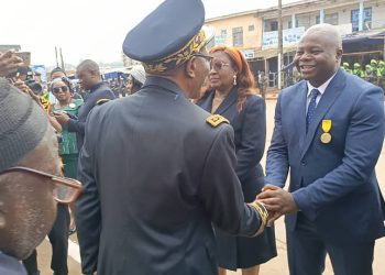 NW regional governor congratulating Hon. Agho Oliver Bamenju