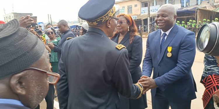 NW regional governor congratulating Hon. Agho Oliver Bamenju