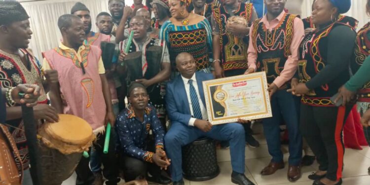 Hon Agho Oliver Bamenju with the Bafut community in Yaounde