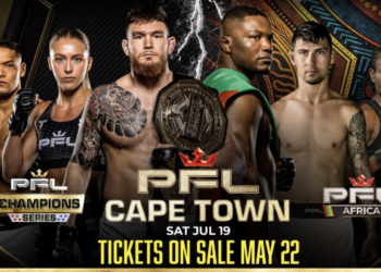 Les billets en vente à partir du 22 mai pour les débuts historiques de la PFL Afrique, mettant en lumière les meilleurs talents du MMA du continent au Cap le 19 juillet
